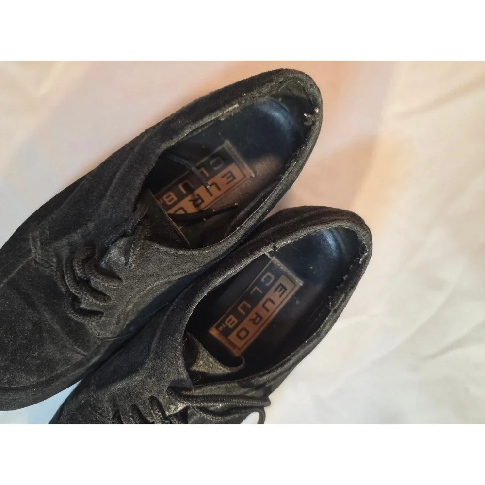 Euro Club Mens Black Suede Lace Up Oxfords Moc Toe Dress Shoes